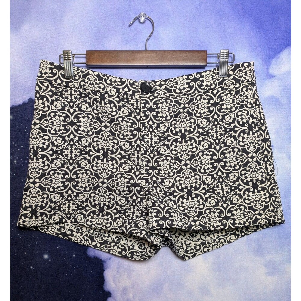 Trixie + Lulu Black White Brocade Mini Shorts Size 9/10 Baroque Indie Y2K
